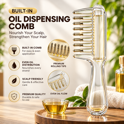 OIL APPLICATOR COMB WITH SCALP MASSAGER - MESS-FREE HAIR OILING FOR SCALP CARE