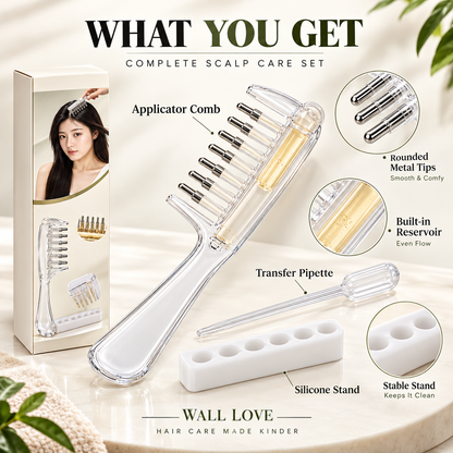 OIL APPLICATOR COMB WITH SCALP MASSAGER - MESS-FREE HAIR OILING FOR SCALP CARE